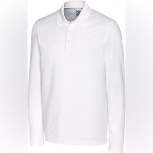 Cutter & Buck Advantage White Long Sleeve Piqué Performance Polo